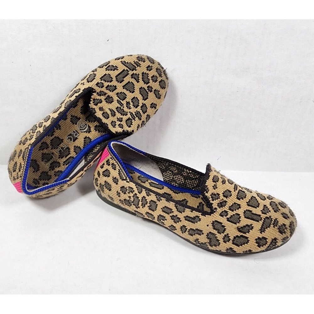 Rothys Kids Size 10 Leopard Loafer Girls Shoes‎ Flats Spotted Slip On Round Toe
